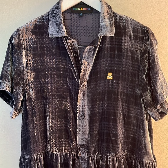 Teddy Fresh Charcoal Velvet Dress Size Small - Picture 5 of 6